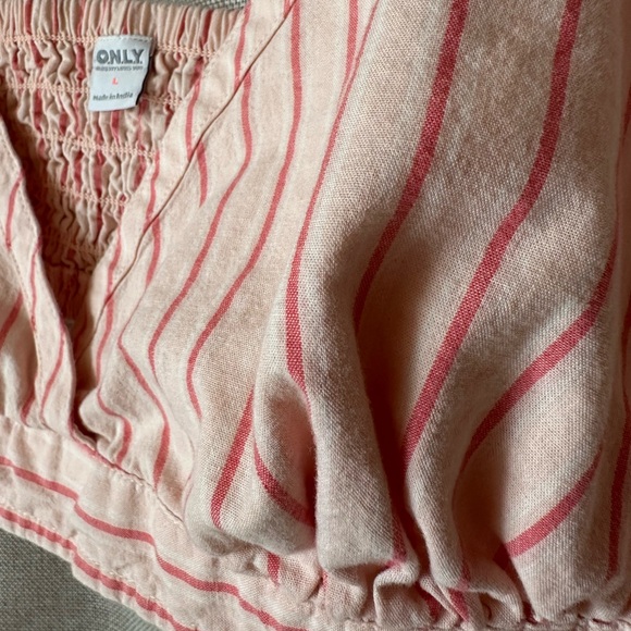 Only•v-neck pinstripe bralette top•women’s large•100% cotton•pink/cream•Old Navy - Picture 3 of 13